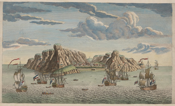 Perspective view of St Helens Island and the English East India Company 1750
