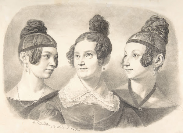 Portrait of Frau von Oppen and Her Two Daughters 1835