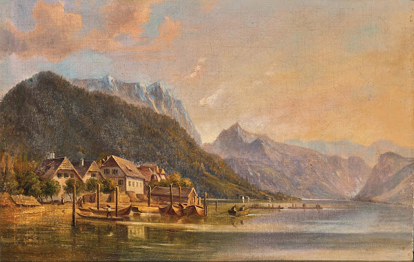 A View of Lake Traunsee with Traunstein and the Schlafende Griechin Mountain in