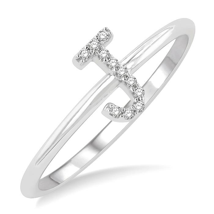 Block 'J' Initial Diamond Ring 365D9DHTSWG-J