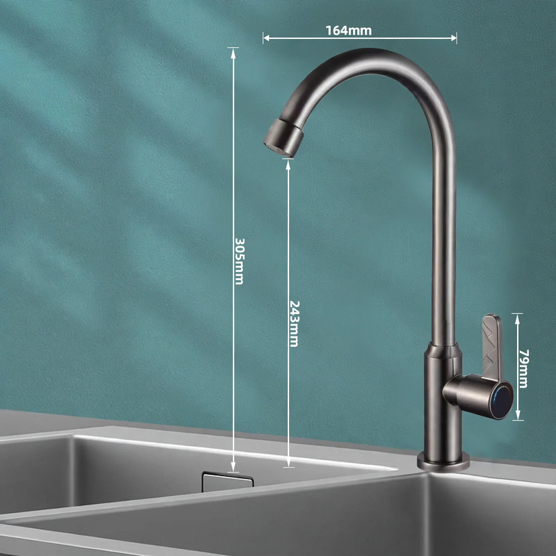 Stainless steel faucet for kitchen, mixing or cold water