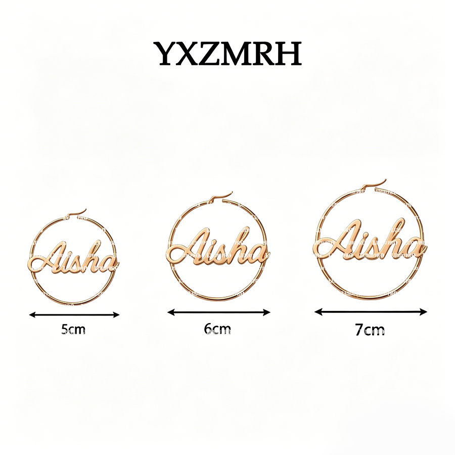Round Letter Earrings