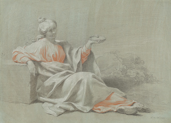 Young Woman with a Bowl Seated Outdoors 1733
