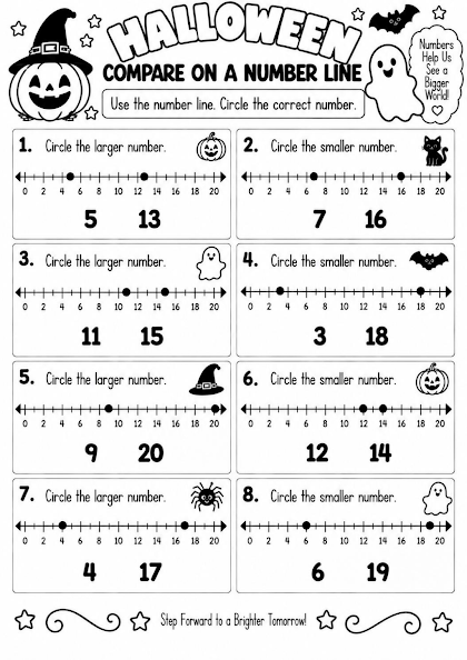 Halloween Compare on a Number Line