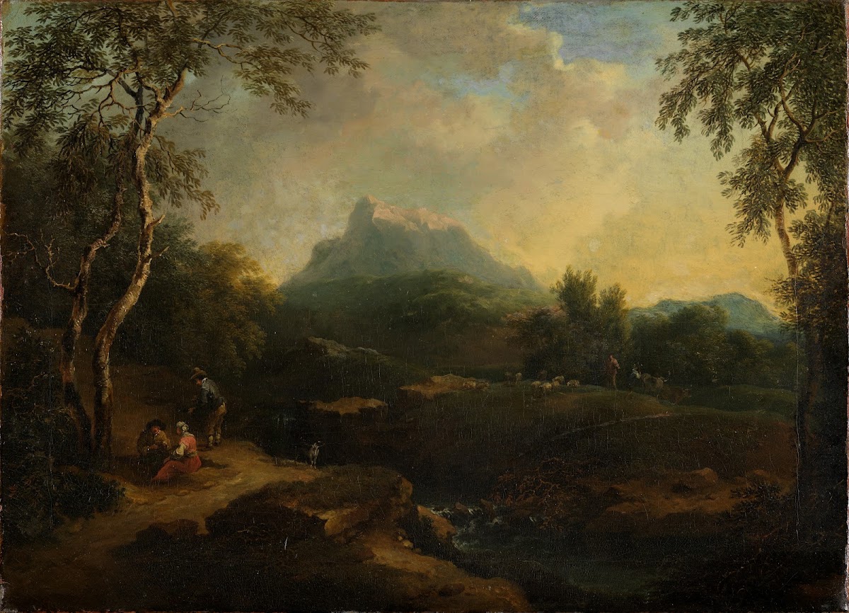 Bergige Landschaft mit Bach