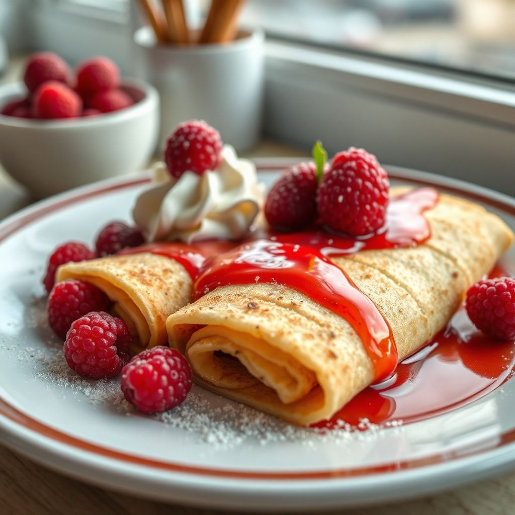 Easy Raspberry Vanilla Cream Crepes for Breakfast or Dessert in 40 Minutes