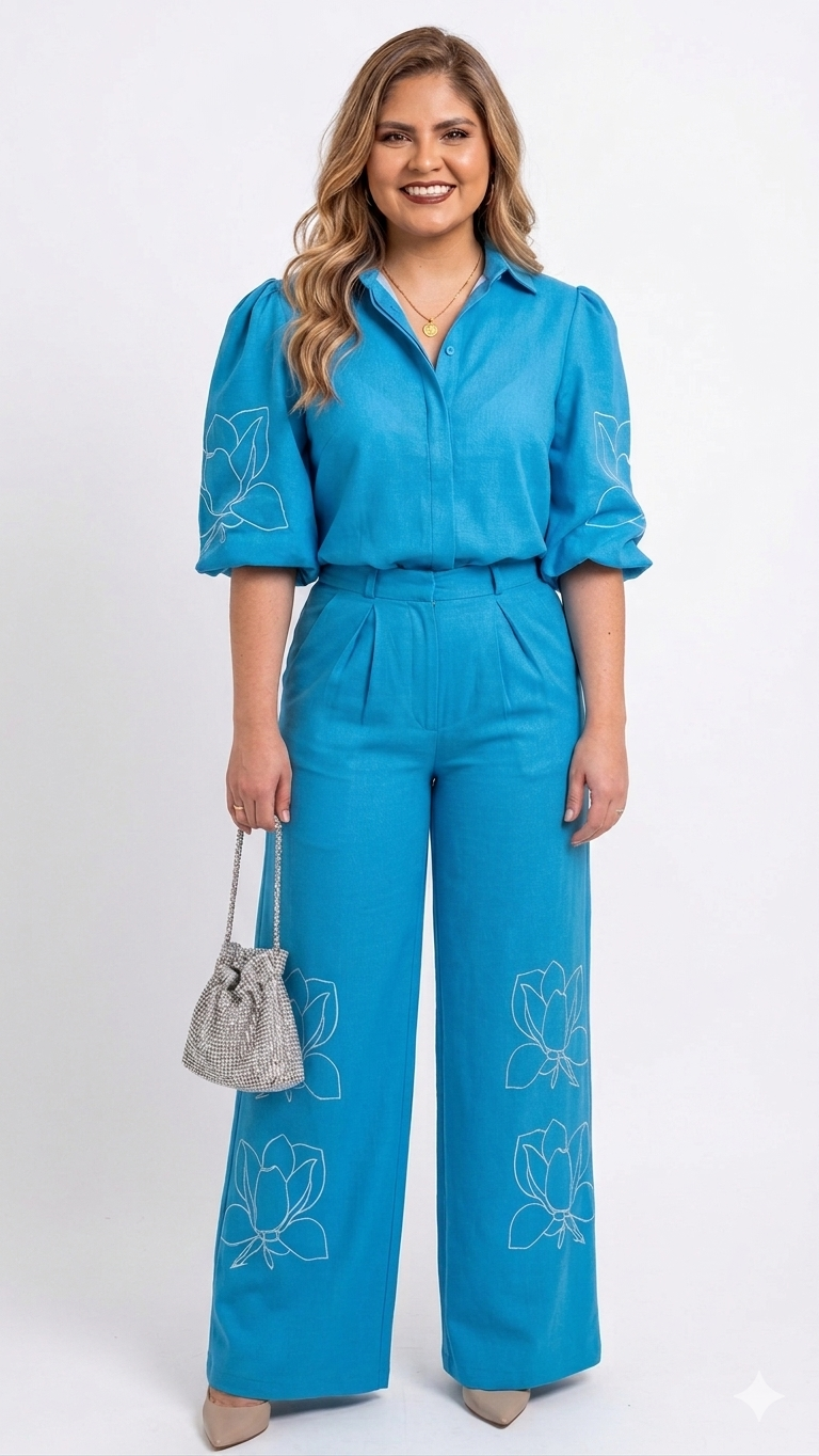 Conjunto azul floral