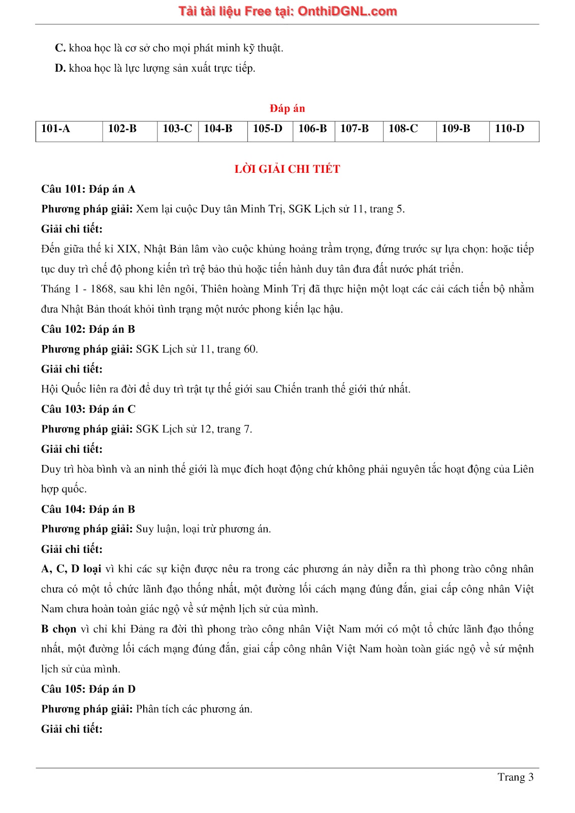 150 bài tập môn Sủ- Ôn thi ĐGNL ĐHQG HN Phần 6