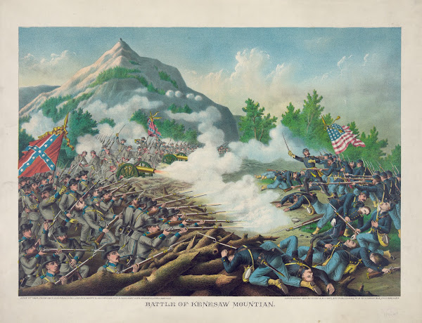 Battle of Kenesaw Mountian ie MountainJune 27 1864Union Gen Sherman com  Conf Ge