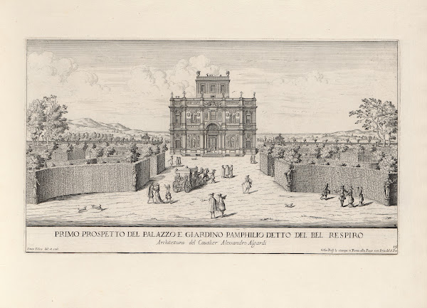 Li giardini di Roma con le loro piante alzate e vedvte in prospettiva Pl18 17th