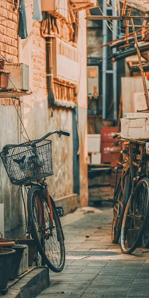 Bicycle, Alleyway, Architecture, Vintage 4K iPhone Wallpaper Background