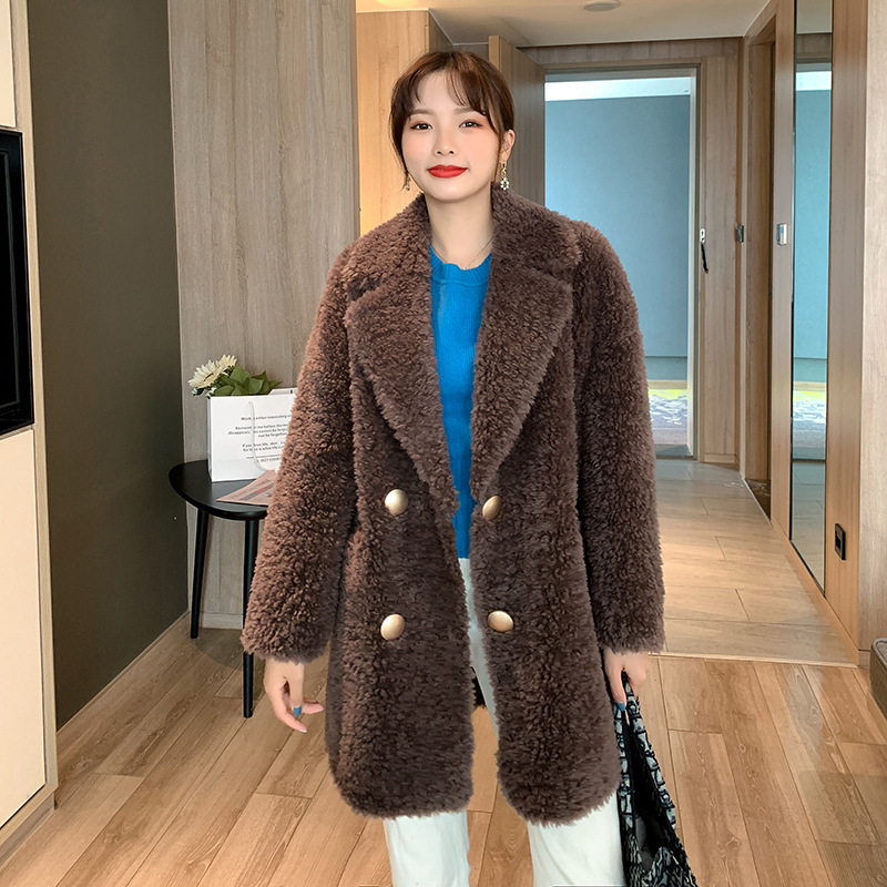 Mid-length lambskin coat, various colors