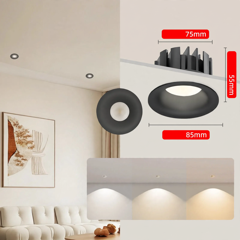 Recessed ceiling light with COB light source