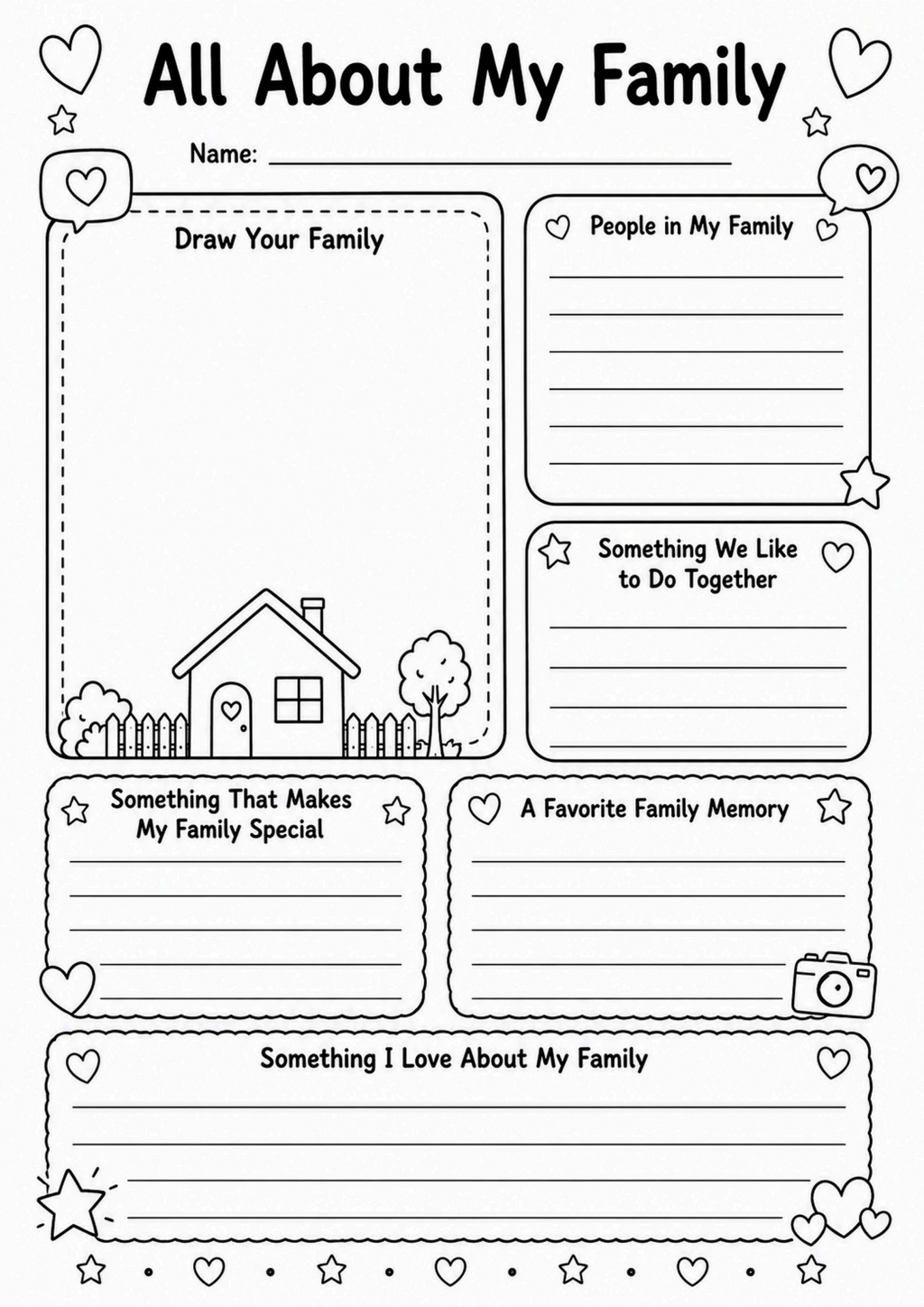 All About My Family Worksheet