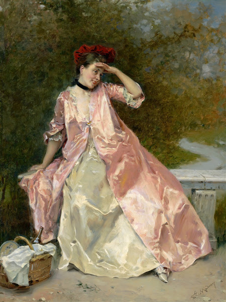 Woman With A Picnic Basket c 1890