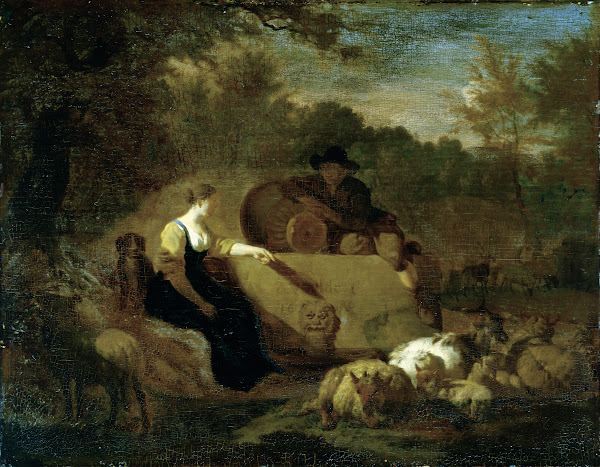 Shepherd and Shepherdess with their Flock at a Well 1668