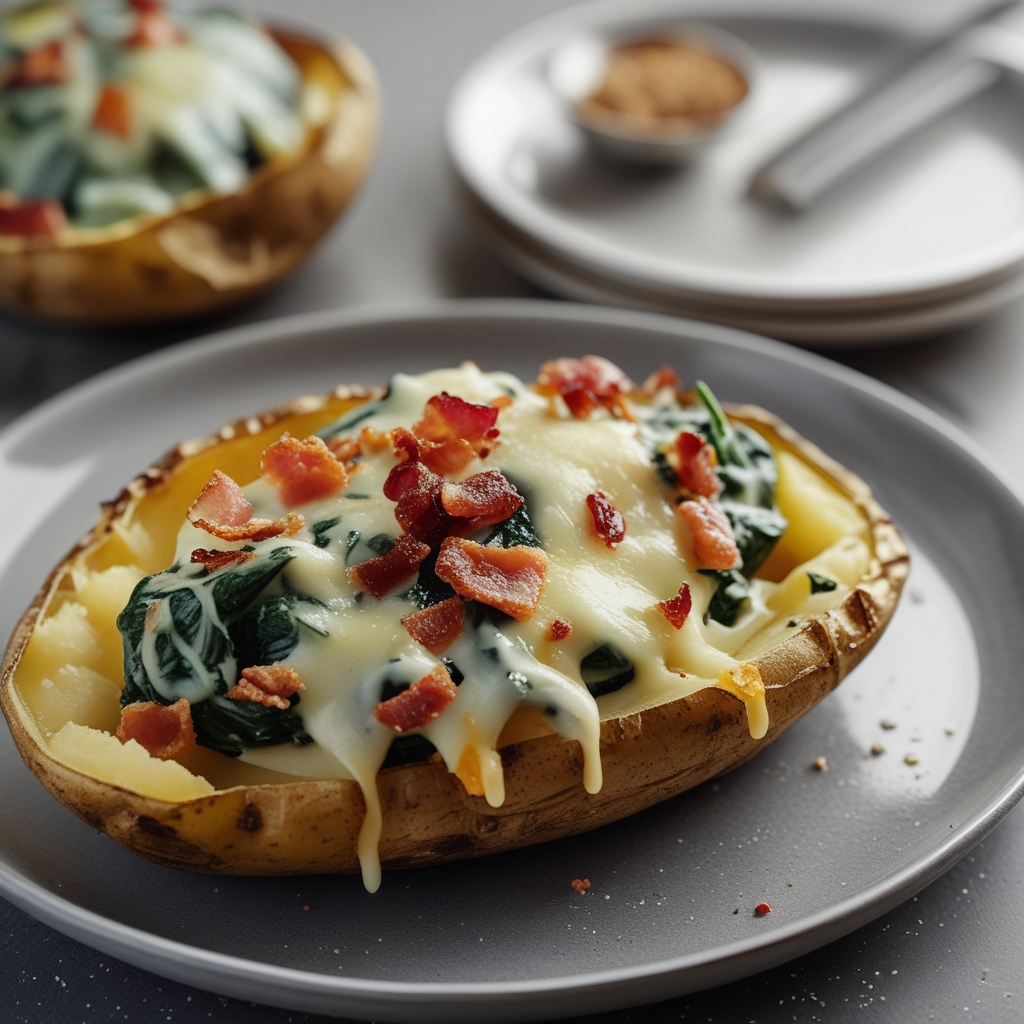 Cheesy Spinach & Bacon Stuffed Breakfast Potatoes