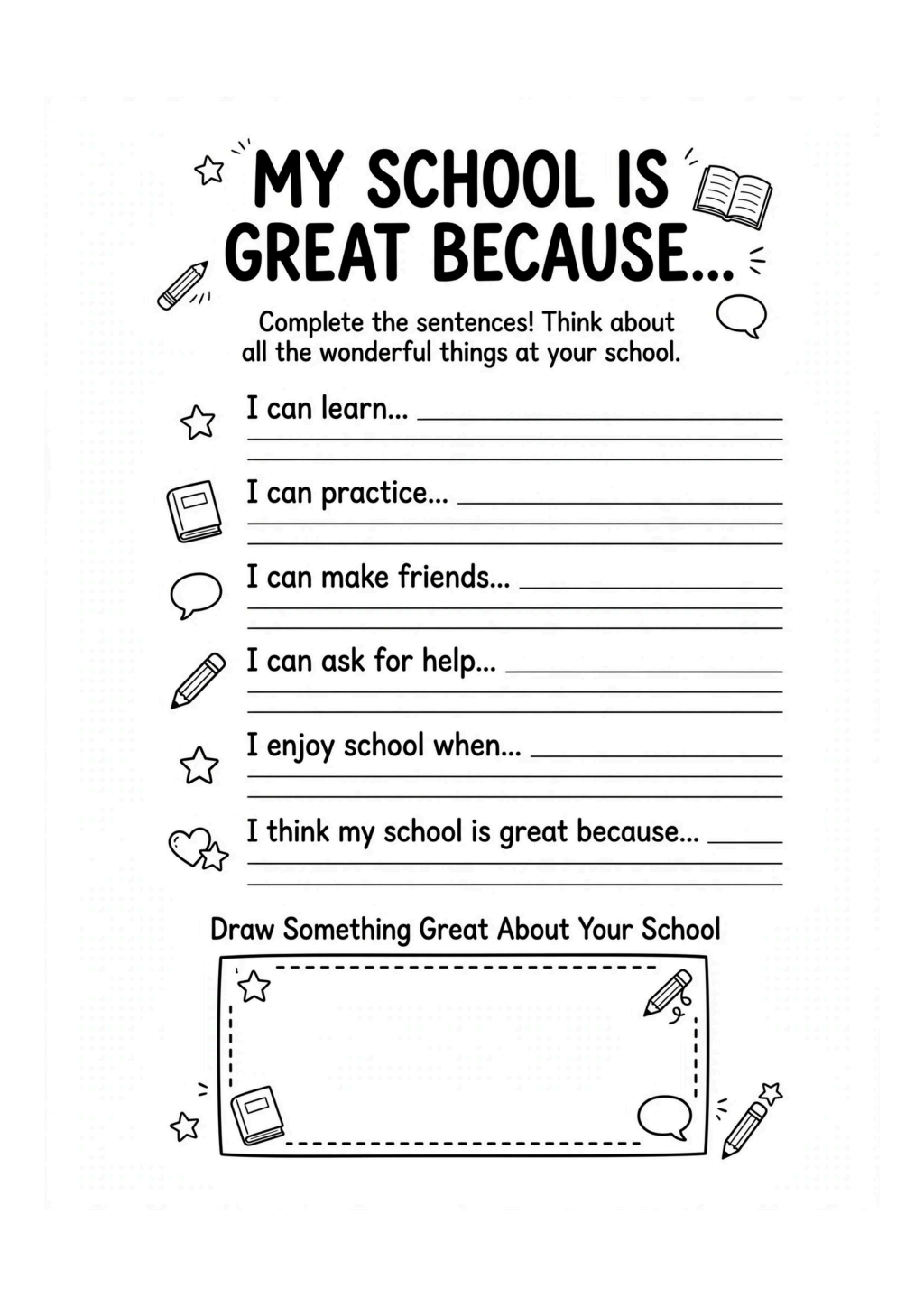 My School Is Great Because Worksheet