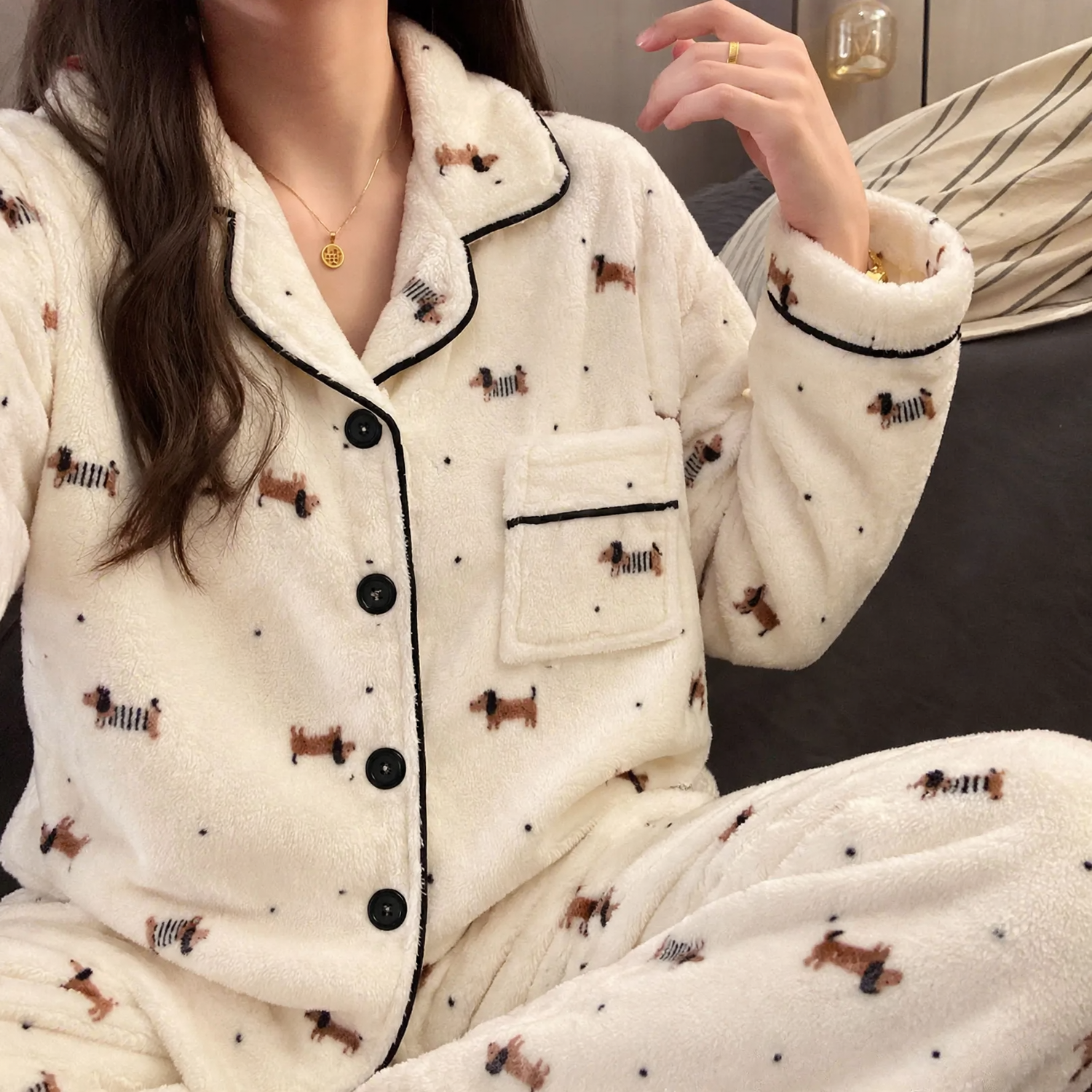 Women's flannel pajama, lined, winter loungewear