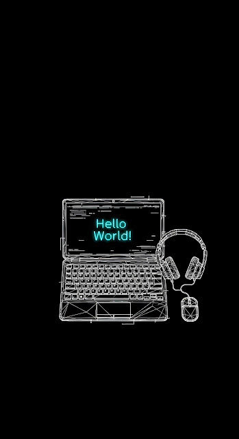 Minimal Pixel Art Laptop Screen Displaying Code on a Dark Background - Free mobile Wallpaper