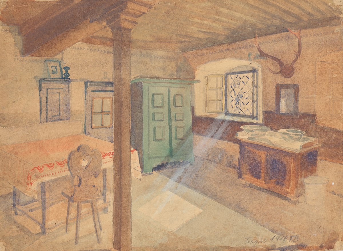 Bauernstube in Tragöß 1910