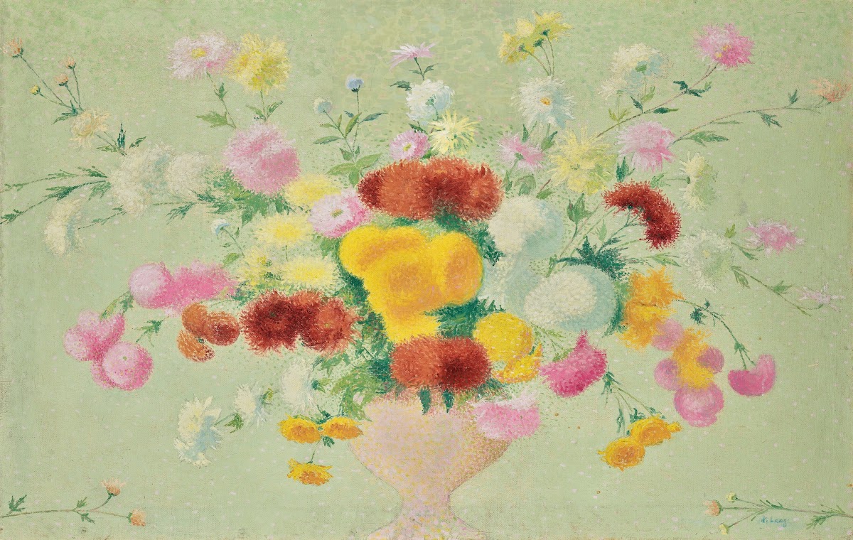 Dahlias et tournesols pompons 1919