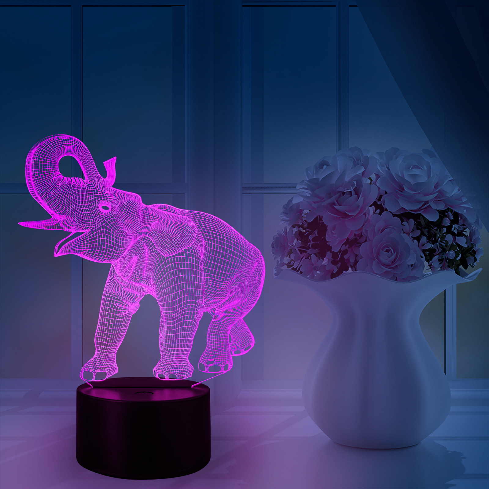 3D-LED-Nachtlicht Elefant mit Fernbedienung