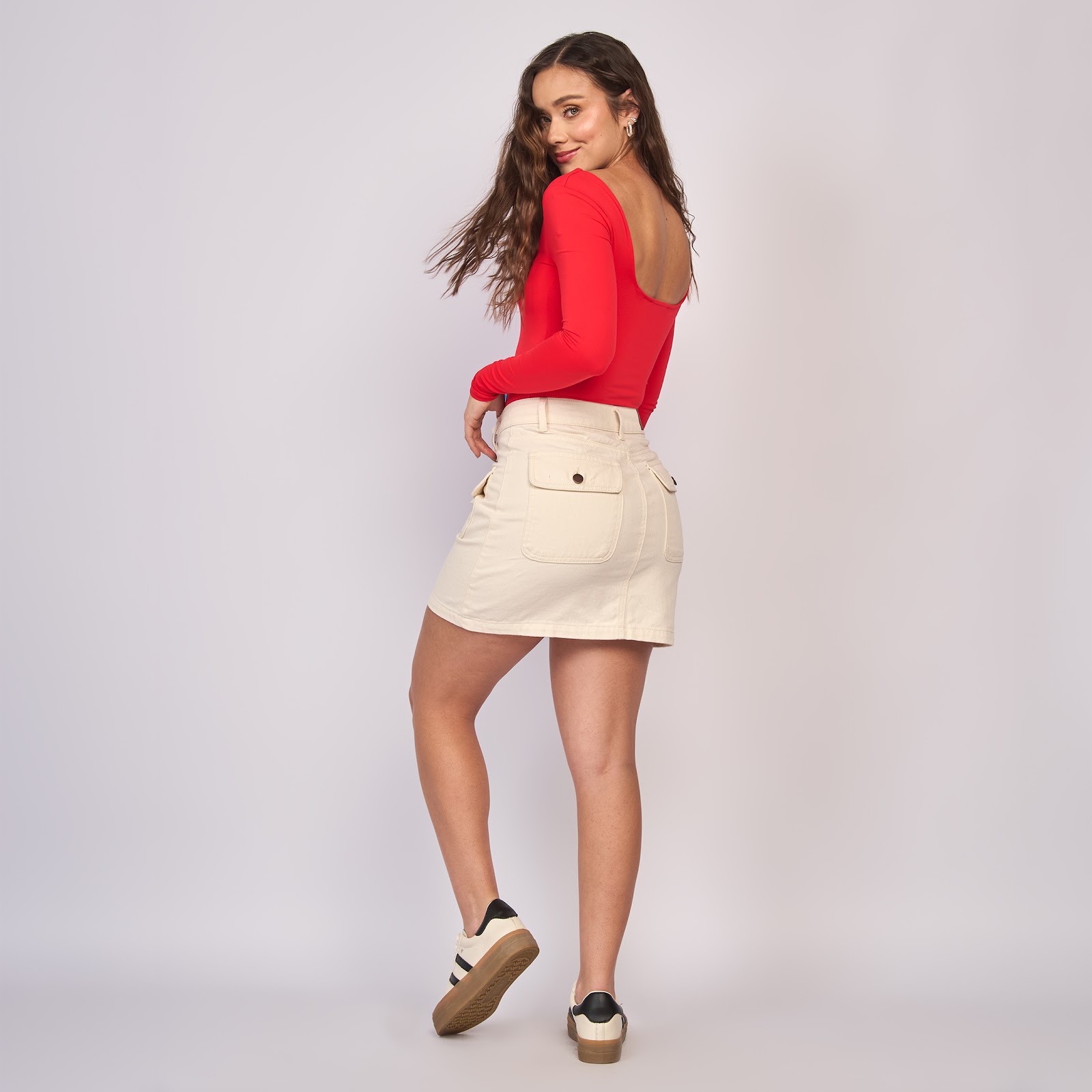 Falda dama rígida, color crudo - Vista 7