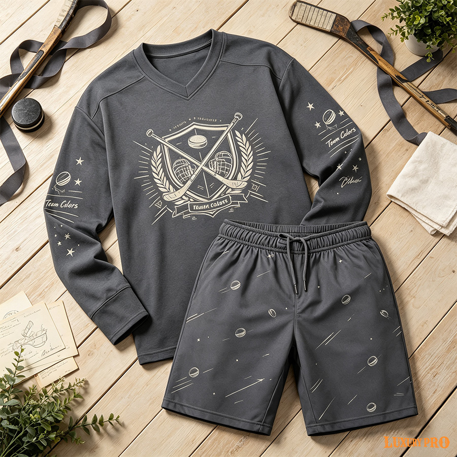 AOP MEG Version Ice Hockey Jersey + Full‑Print Beach Shorts, Birdseye Fabric