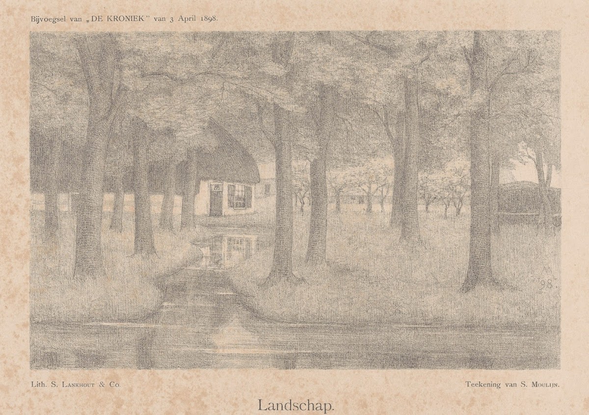 Boerderij tussen bomen Landschap 1898
