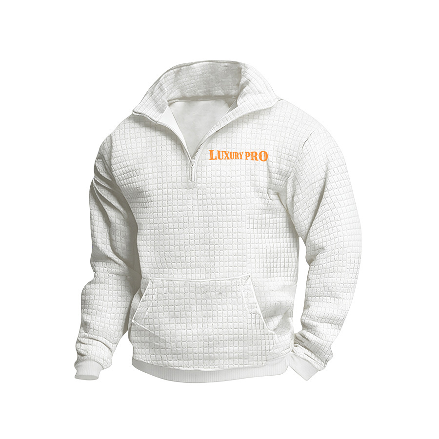 2D Waffle Stand Collar Long Sleeve Sweatshirt