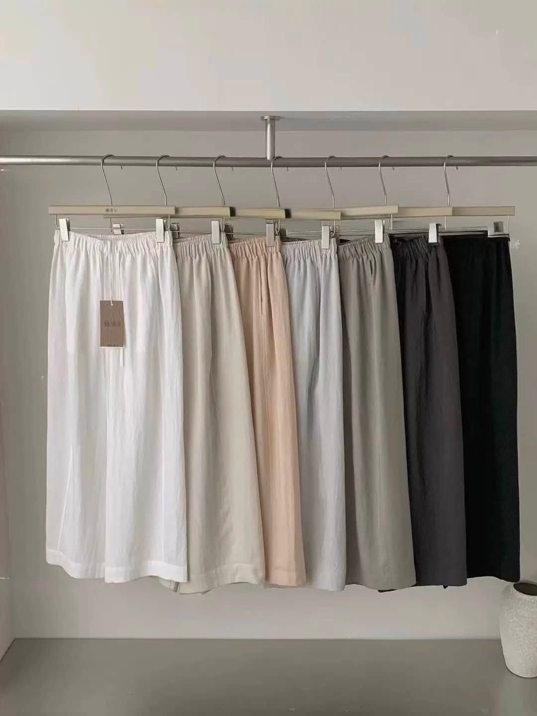 Quần ống rộng vải Tang trơn lưng chun đường li trước XONXEN SHOP 1519 – Image 2