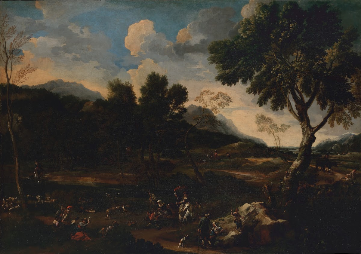 Landscape with a Battle between Two Rams ca 1640