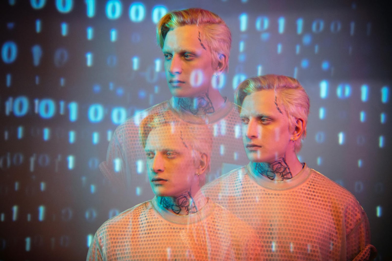 A futuristic depiction of a human interacting with a sophisticated AI system, symbolizing AI dating apps and a simulated connection.
