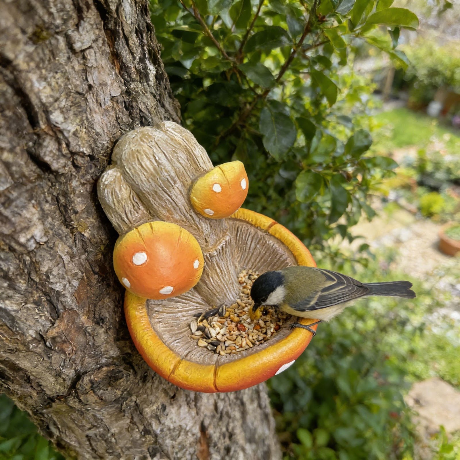 Decorative Mushroom Birdbath made of Resin