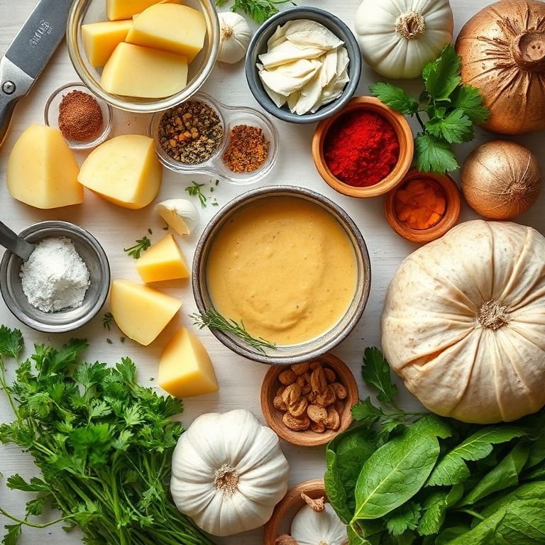Ingredients for Easy Garlic Potato Soup Recipe for Cozy Dinner Nights – Creamy, Homemade Delight