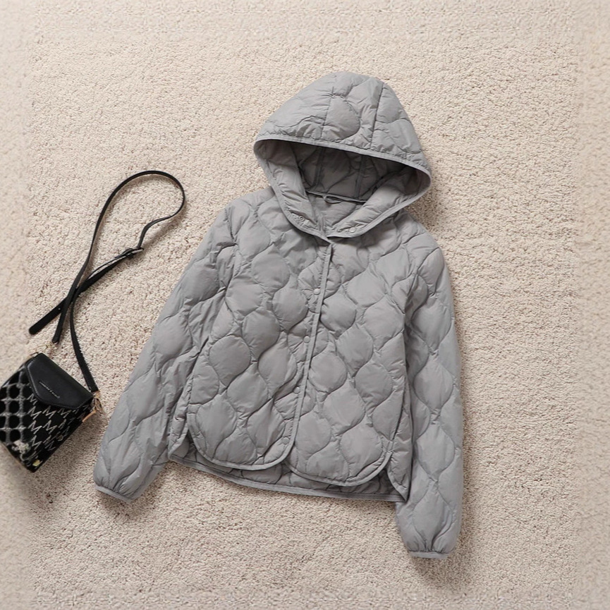 Lightweight Women's Down Jacket, Short, with Hood