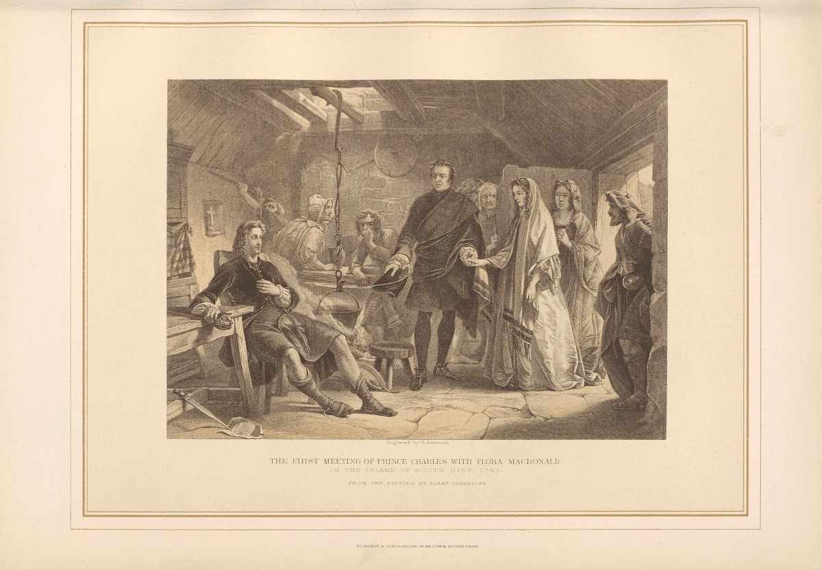 First Meeting of Prince Charles with Flora Macdonald  Alexander Johnstone 19th c