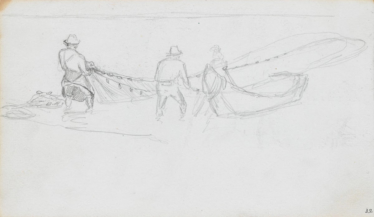 Fiskere som trekker garn 1867