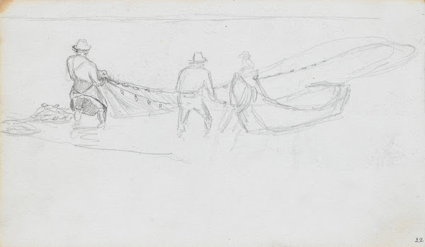Fiskere som trekker garn 1867