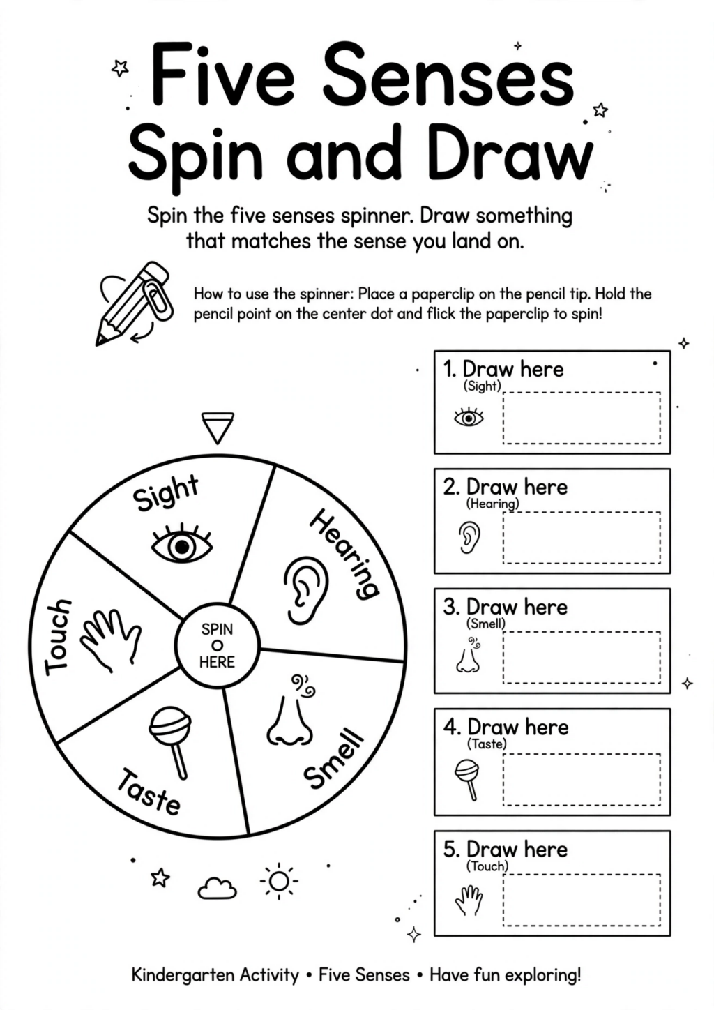 Five Senses Spin and Draw