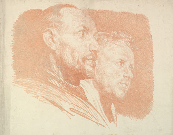 Two Male Heads in Profile to Right 17651810
