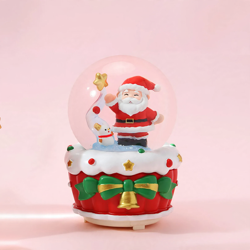 Christmas snow globe with light and music