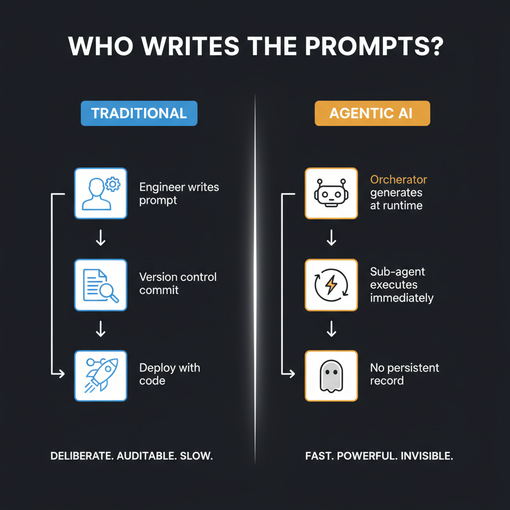 Comparison of traditional vs agentic prompt authorship workflows