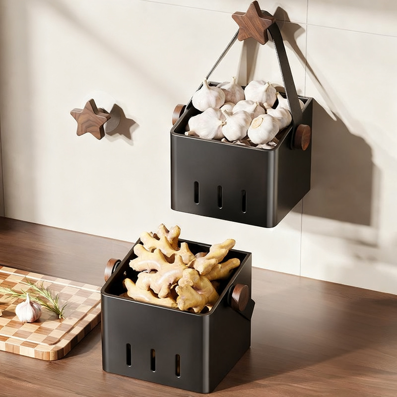 Wall-mounted storage container for kitchen ingredients