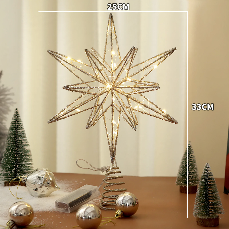 Iron Christmas tree topper star, 25x33 cm