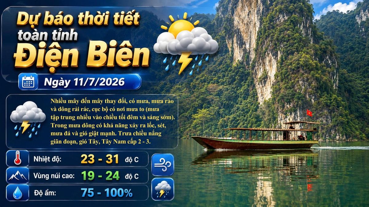 Bản tin Dự báo thời tiết ngày 11/7/2026 - Báo Điện Biên Phủ