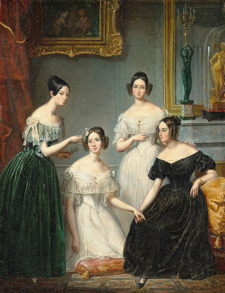 Group portrait of four young ladies in an interior 1836