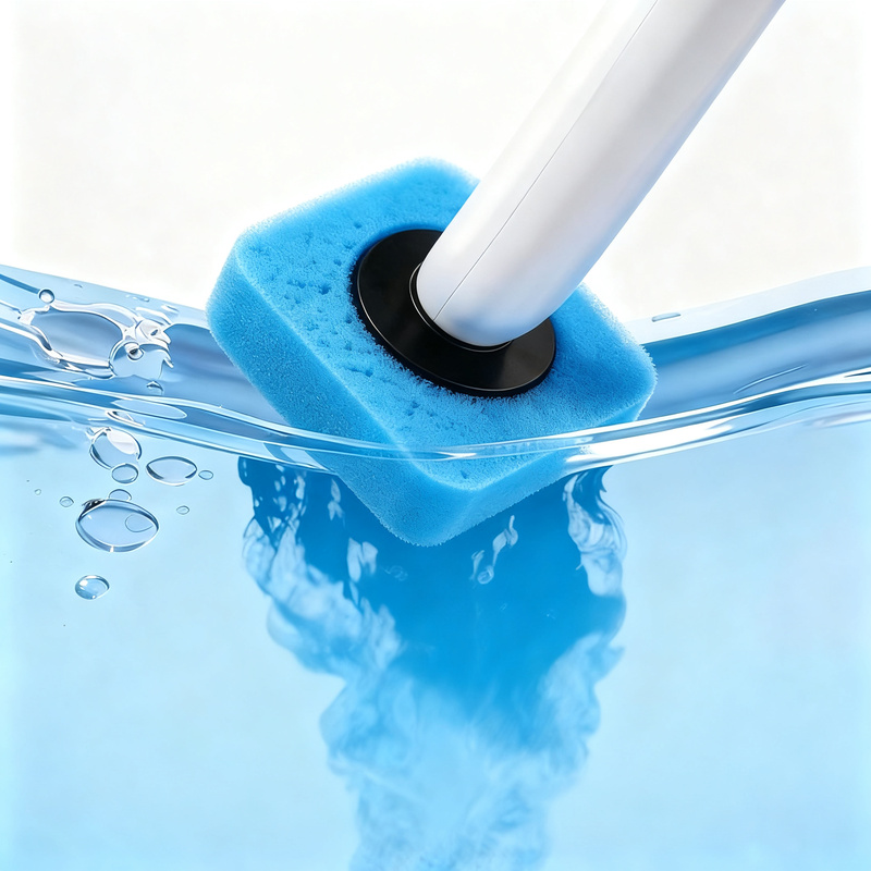 Toilet brush with replaceable sponge heads