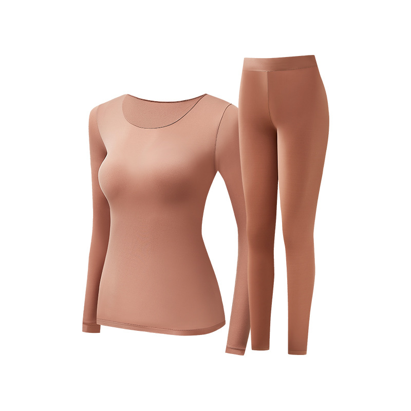 Damen Thermo-Unterwäsche, elastisch, einfarbig, Rundhals